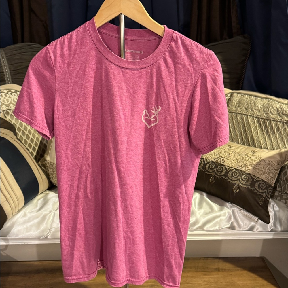 Browning Pink Tee with Deer Logo